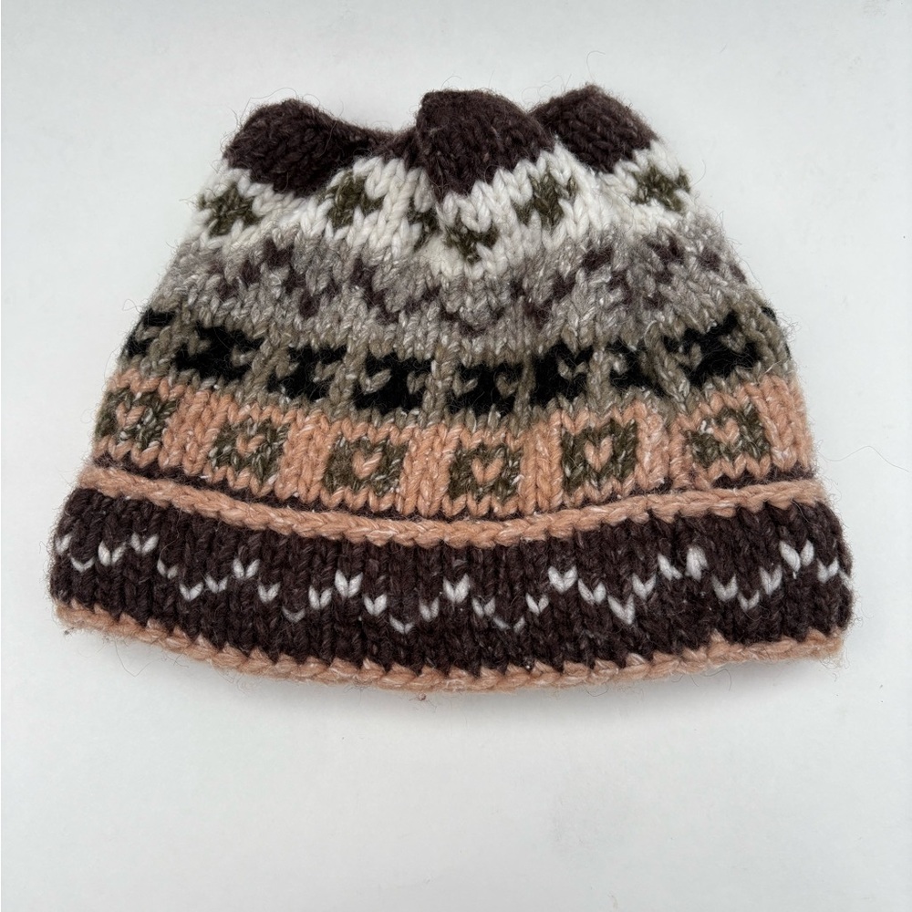 Baby Toddler Knit Wool Beanie Brown Tan Lined Warm Winter Hat Wawa Ecuador